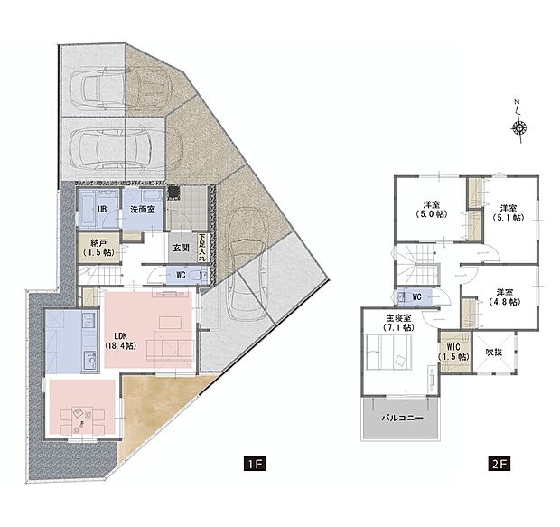 間取り図　■ガス温水式床暖房がリビングをムラなくあたたかく