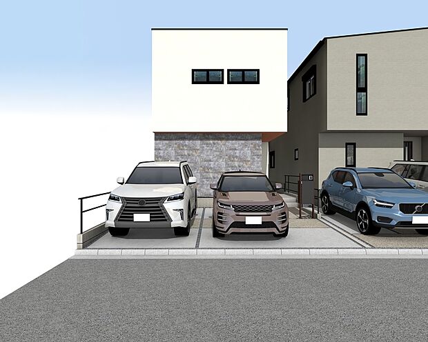 瑞穂区河岸町の家　B号棟　外観パース
■未完成物件の為モデルハウスへのご案内も致します。お気軽に「0120-928-571」までお問合せ下さい！
