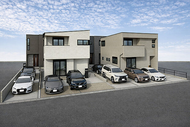 外観パース
(左奥:A号棟、右奥:C号棟、右手前:D号棟)
※B号棟商談中