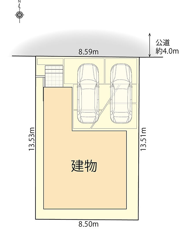区画配置図　並列駐車2台可能