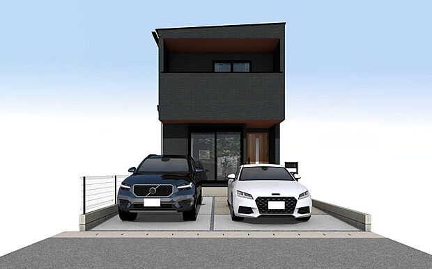 『アールギャラリー清須市清洲田中町の家』　現地外観パース■未完成物件の為、モデルハウスへのご案内も致します。お気軽に「0120-928-571」までお問合せ下さい。