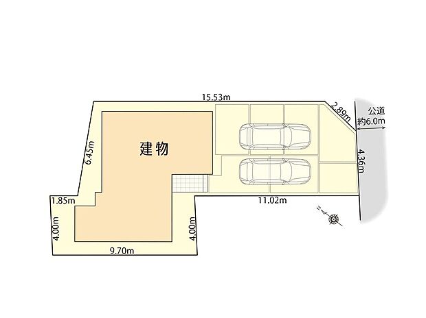 区画図 並列駐車2台可能
