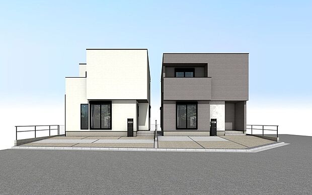 外観パース 構造計算による【耐震等級3】 最高レベルで大切な家族を守る家です。平日・土日問わずお気軽にお問合せください。