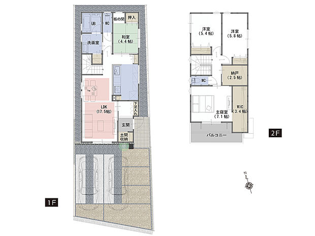 【4LDK＋S】■玄関横の土間収納にはベビーカーもそのまま収納することが可能
■玄関を入って必ずリビングを通る設計になっているので家族の様子がわかる安心の間取