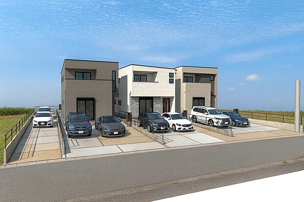 【外観パース】左からB号棟、C号棟、D号棟
※D成約済