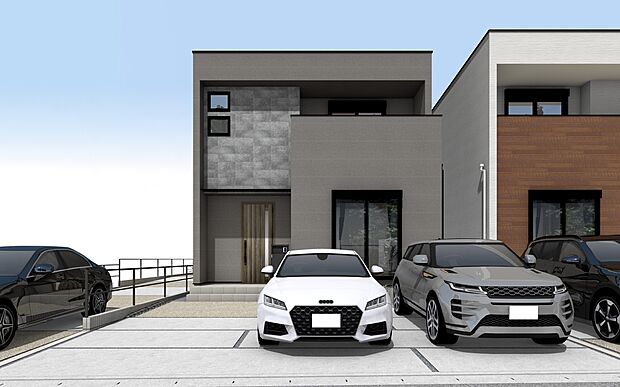 【外観パース　D号棟】未完成物件のため、モデルハウスへのご案内も致します！
お気軽に「0120-776-133」へご連絡下さい。
