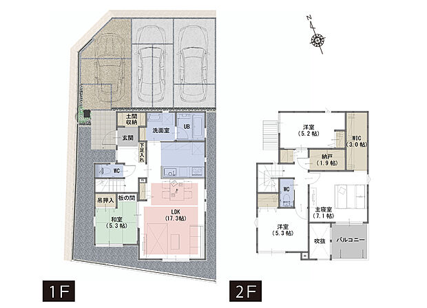 【4LDK+S】■吹抜がリビングをより明るく開放的な空間に
■家事がはかどる食器洗い乾燥機付き
■使い勝手の良いリビング横和室

