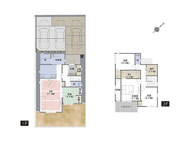 【4LDK+S】■玄関横の土間収納にはベビーカーもそのまま収納することが可能
■リビングから出入り可能なお庭付!
■洗面所に豊富な収納。タオルや洗剤、着替えも充分に収納可能