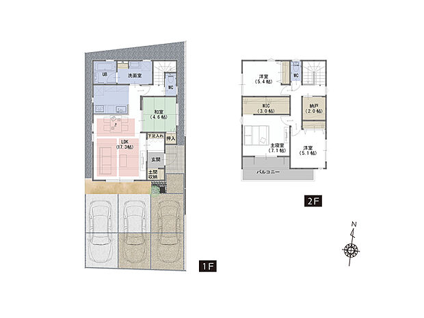 【4LDK+S】■リビング横の和室はLDKと一体となった広い空間も演出でき、生活シーンに合わせた使い方が可能です。
■玄関横の土間収納にはベビーカーもそのまま収納することが可能