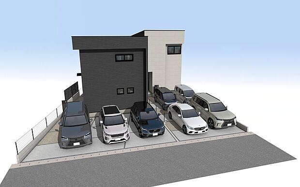 【外観パース　右：A号棟、左：B号棟】■未完成物件の為、モデルハウスへのご案内も致します。お気軽にお問合せ下さいませ。