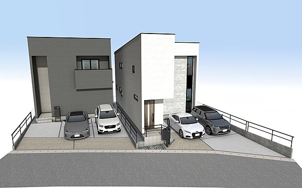 【A・B号棟　外観パース】■未完成物件の為、モデルハウスへのご案内も致します。お気軽にお問合せ下さいませ。