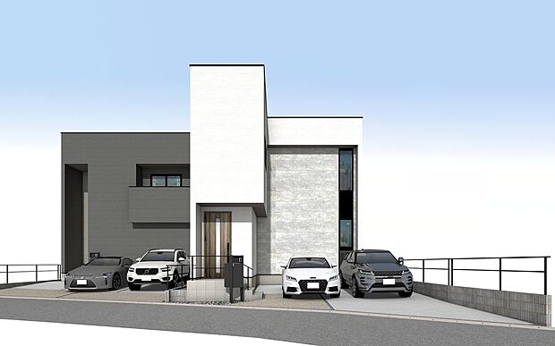 【B号棟　外観パース】■未完成物件の為、モデルハウスへのご案内も致します。お気軽にお問合せ下さいませ。