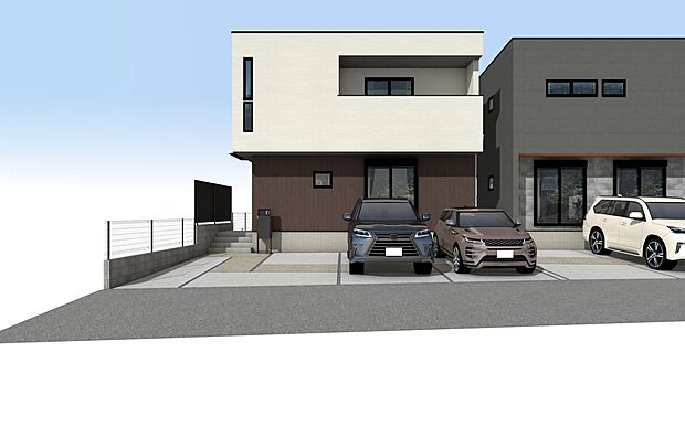 【外観パース　D号棟　】■未完成物件の為、モデルハウスへのご案内も致します。
お気軽に「0120-928-571」までお問合せ下さい！