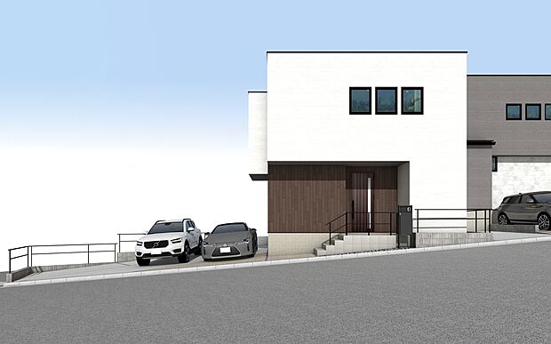 【B号棟】現地外観パース　駐車2台可！