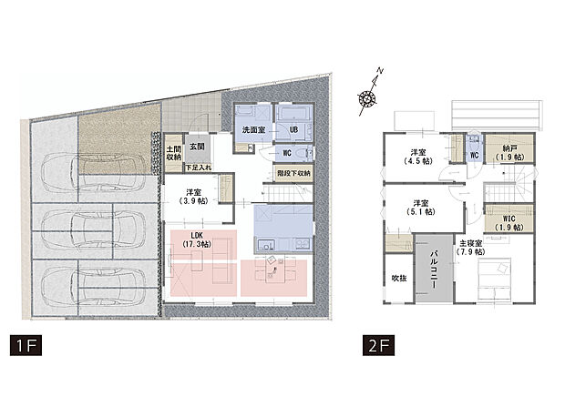 【4LDK+S】■吹抜がリビングをより明るく開放的な空間に
■子ども部屋にも広々クローゼット
■浴室乾燥・暖房機付き
