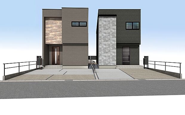 【外観パース全体】■未完成物件の為、モデルハウスへのご案内も致します。お気軽にお問合せ下さいませ。