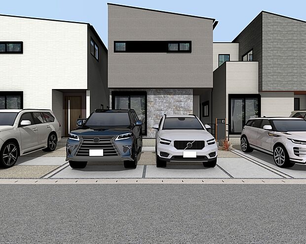 【外観パース B号棟】■未完成物件の為、モデルハウスへのご案内も致します。お気軽にお問合せ下さいませ。