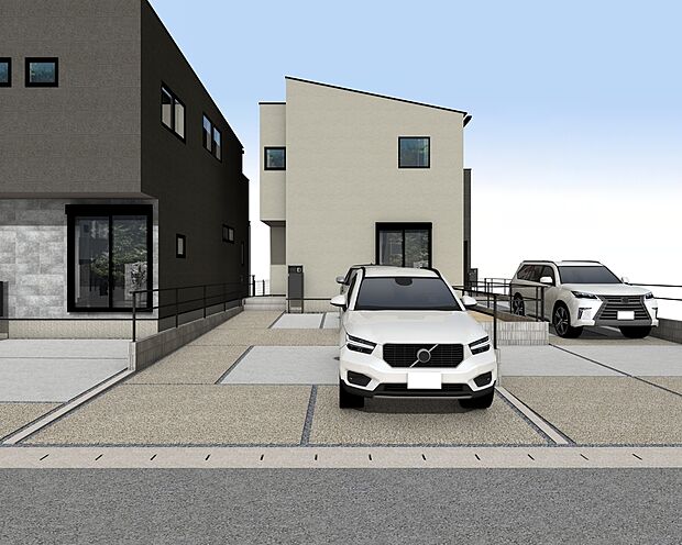 【外観パース　B号棟】■未完成物件の為、モデルハウスへのご案内も致します。お気軽にお問合せ下さいませ。