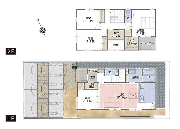 【4LDK+S】■ガス温水式床暖房がリビングをムラなくあたたかく
■かざすと水が出るタッチレス水栓
■掃除道具やレジャー用品等の収納に便利な納戸