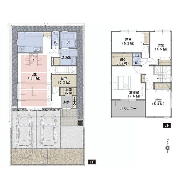 【4LDKS+WIC+土間収納】・水回りが集中しているので家事負担も軽減できる間取りです！