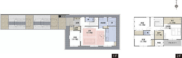 【4LDKS+WIC+土間収納】・目的ごとに分けられるよう収納スペースを各所に配置しています。
・通風・採光に優れた南面バルコニー！
・ガス温水式床暖房搭載。温風が出ない床暖房は、ホコリが立たず清潔です。
