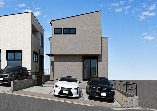 【外観パース　B号棟】未完成物件のため、モデルハウスへのご案内も致します！
お気軽に「0120-689-051」へご連絡下さい。