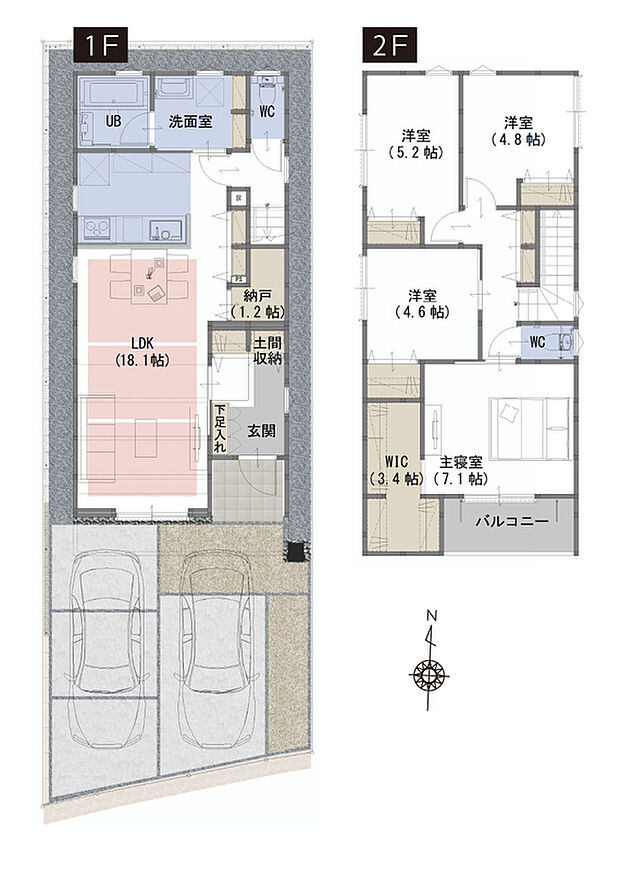 【4LDK+WIC+納戸+土間収納】■会話が弾む対面キッチン
■1坪サイズなので、お子様とご一緒の入浴でもゆったり