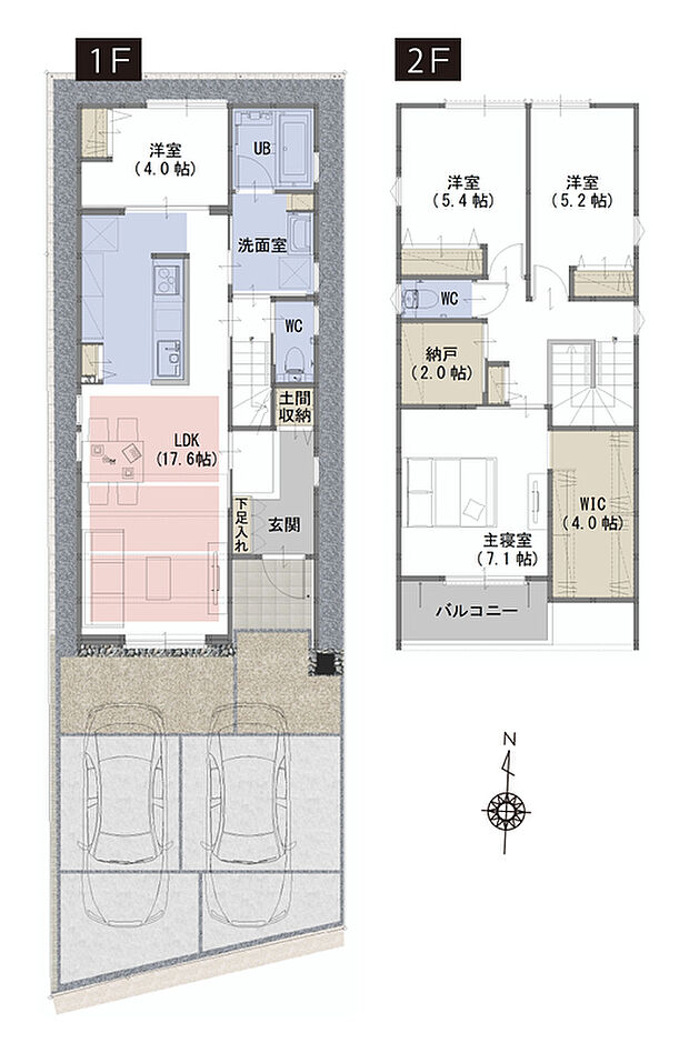 【4LDK+WIC+納戸+土間収納】■木肌の美しいあらわし梁がワンランク上の生活を演出
■全居室収納付きで家族全員の持ち物がすっきり片付く