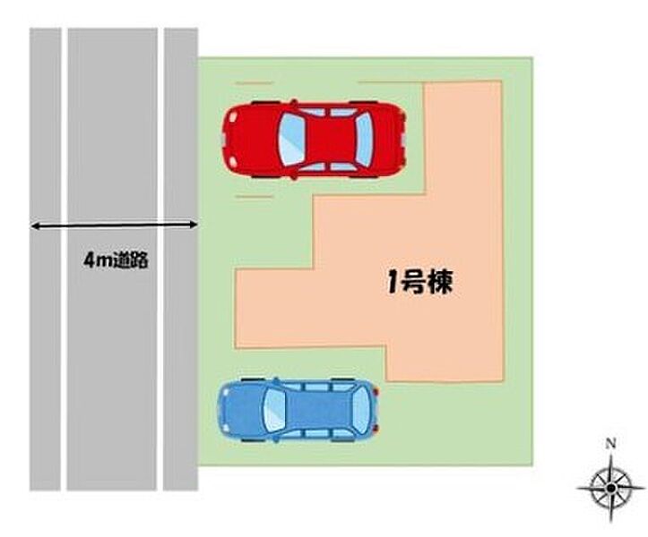 ≪全体区画図≫
車種によりカースペース２台分有り♪
前面道路は車通りも多くなく、落ち着いた環境ですのでお子様のいらっしゃるご家族も安心です♪