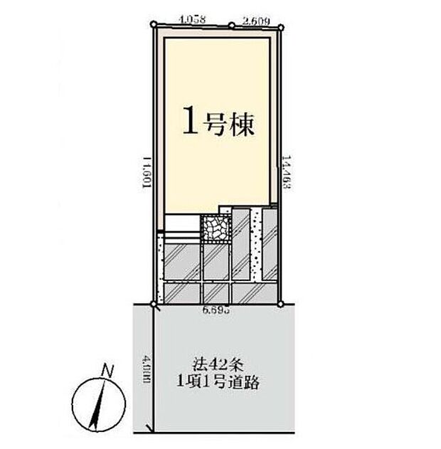 ≪全体区画図≫
南側道路で明るいお住まいです！前面の道路は車の往来が少ない道となっておりますので、小さなお子様のいるご家庭も安心です♪