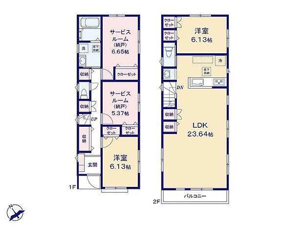 (1号棟)、価格6480万円、2LDK+2S、土地面積94.29m2、建物面積108.06m2