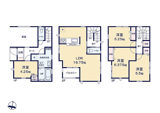 (1号棟)、価格5690万円、4LDK、土地面積63.84m2、建物面積108.33m2