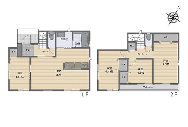 (A号棟)、価格3490万円、4LDK、土地面積95.12m2、建物面積92.73m2
