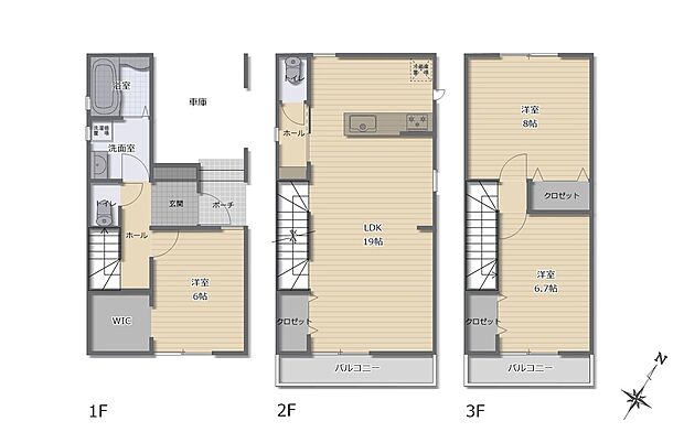 (1号棟)、価格5380万円、3LDK、土地面積79.22m2、建物面積107.64m2