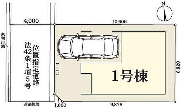 ≪全体区画図≫カースペース1台♪住人以外の車の進入も少なく、小さなお子様を持つご家庭にも安心です。