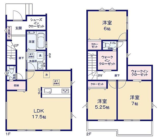(1号棟)、3LDK、土地面積100.21m2、建物面積97.5m2