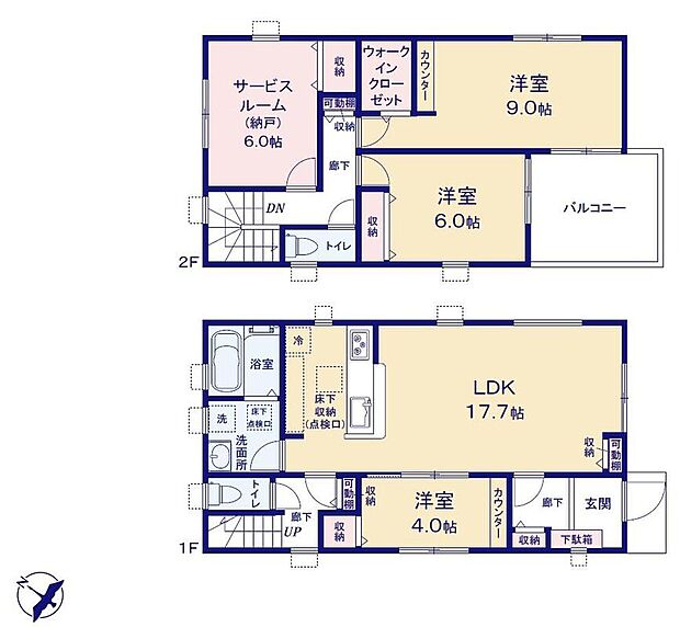 (1号棟)、3LDK+S、土地面積109m2、建物面積100.84m2