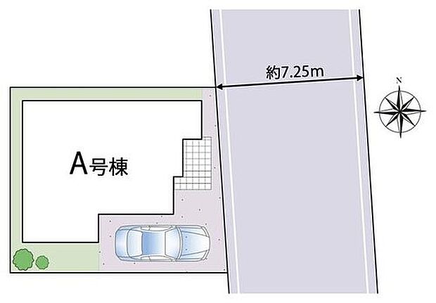 ≪全体区画図≫
カースペース1台♪
陽当りの良い道路に面したお住まい。道路幅も広めで、開放感たっぷり♪
お車の出し入れも楽々ですね♪