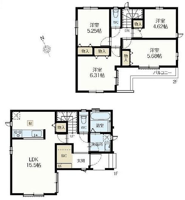 (A号棟)、4LDK、土地面積80.78m2、建物面積89.73m2