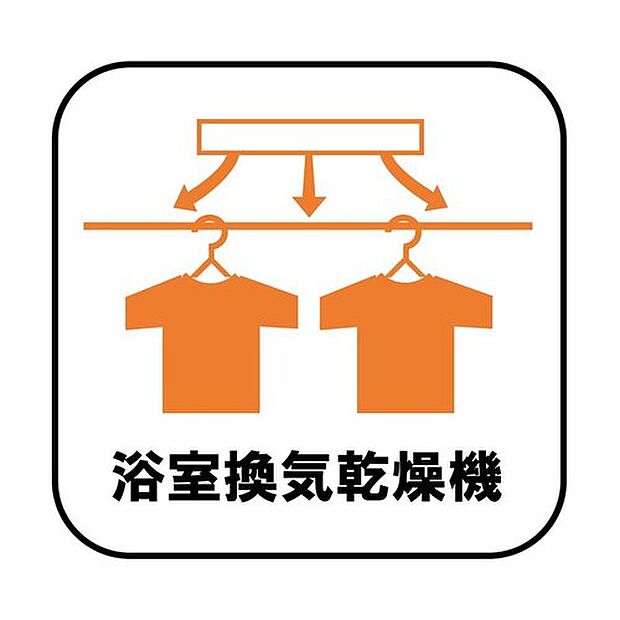 【【浴室換気乾燥機】】雨の日や冬場のお洗濯に嬉しい装備。洗濯物を乾かすだけでなく、入浴の度に換気機能で湿気を排出できるためカビの防止にもなります。