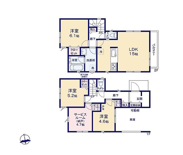 【3LDK+S】道路からのプライバシーを確保しやすい「2階リビング」を採用☆2階リビングは陽当たり・風通し共に良好で、ご家族みんなで過ごす空間をより居心地良くしてくれます。