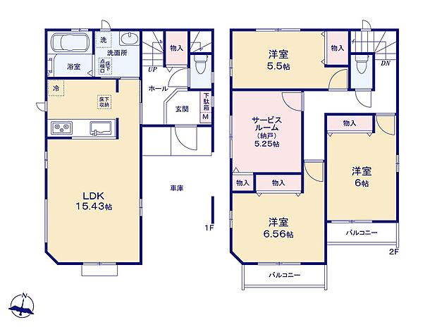 【3LDK+S】キッチン・洗面所・浴室の水回りがまとまった機能的なレイアウト。調理しながら洗濯機を回したり、お風呂掃除をしたりの「ながら家事」で、家事の時短を実現できそうです♪

