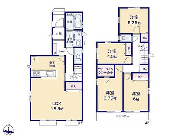 【4LDK】2階に居室をまとめてプライベートの時間も充実♪
玄関入ってすぐの洗面所は帰宅後にすぐ手を洗えて
衛生的☆ワンちゃんのお散歩後も便利です◎
衣類の管理がラクになるWIC付き☆