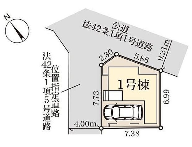 【全体区画図】角地に佇む３階建てのお住まい☆周辺は緑豊かな環境です。カースペースは、雨の日のお出かけも安心なビルトインガレージ♪