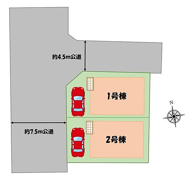 【全体区画図】☆東京メトロ東西線「葛西」駅までバス7分「江戸川五丁目」停徒歩5分
☆駐車スペース完備！車通勤やお買物もラクラクです♪