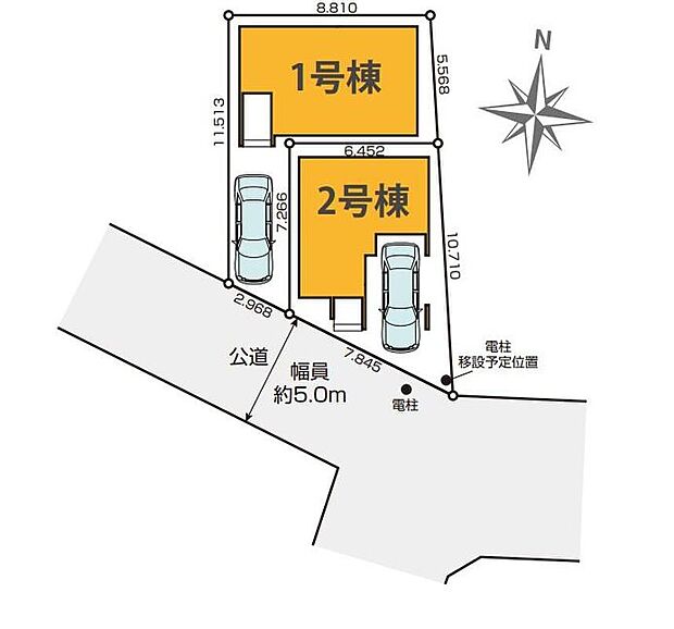 【全体区画図】全邸カースペース完備☆（※車種による）安心の歩道あり南道路接道◎