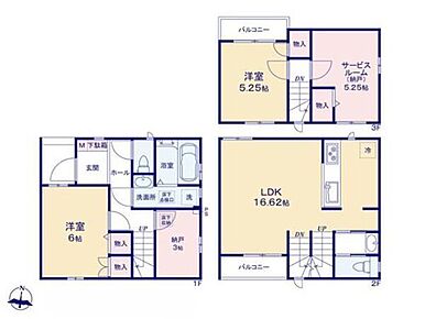 収納はもちろん趣味のスペースにも、多用途に使える納戸付き♪各居室に収納完備☆自然なコミュニケーションが生まれるリビング階段を採用！ 