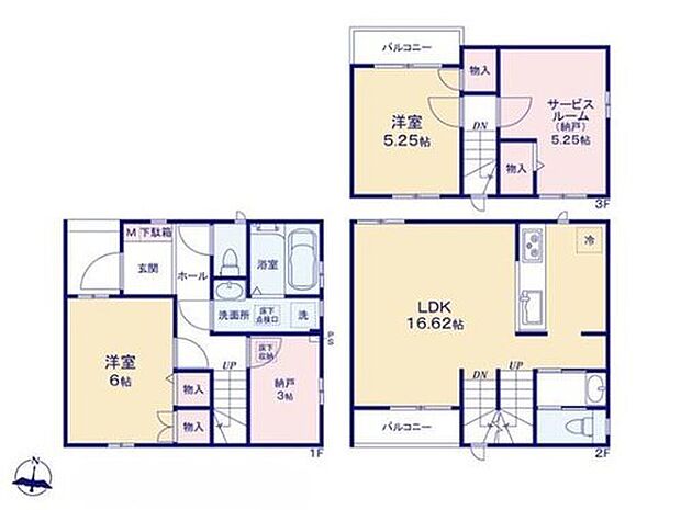 【2LDK+S】収納はもちろん趣味のスペースにも、多用途に使える納戸付き♪各居室に収納完備☆自然なコミュニケーションが生まれるリビング階段を採用！