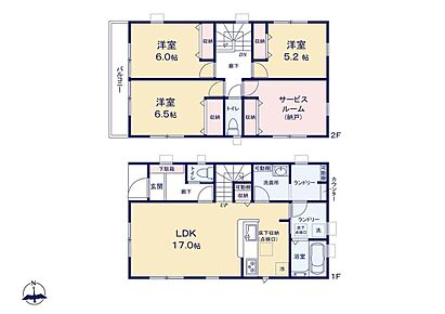 ゆったり17帖のLDK♪お風呂回りは脱衣所と洗面所が分けられる仕様◎可動棚つきランドリールーム採用で家事ラクが叶います☆ 