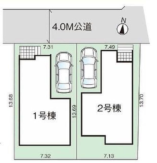 【全体区画図】カースペース1台♪
前面道路は住人以外の車の進入も少なく、小さなお子様を持つご家庭にも安心です♪